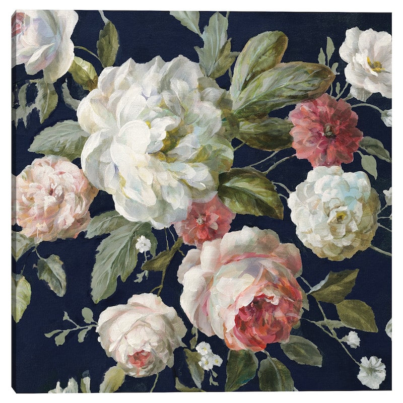 Gifts From the Garden Navy Crop by Danhui Nai Canvas Art Print