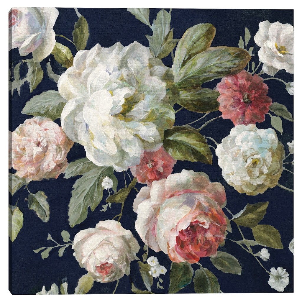 Gifts From the Garden Navy Crop by Danhui Nai Canvas Art Print