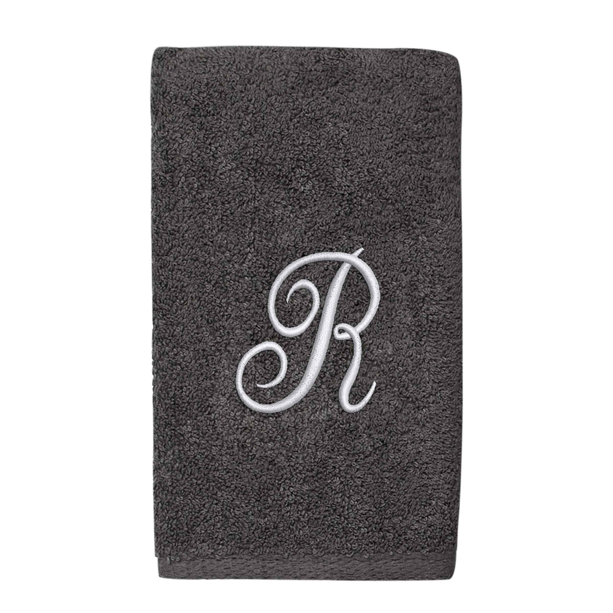 Avanti Linens Granite Silver Script Monogram Hand Towel Letter R Hand Towel Bed Bath Beyond 41212167