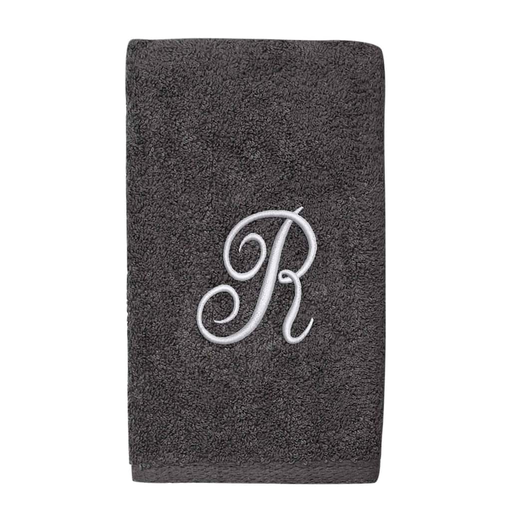 Avanti Linens Granite/Silver Script Monogram Hand Towel Letter R - Hand Towel