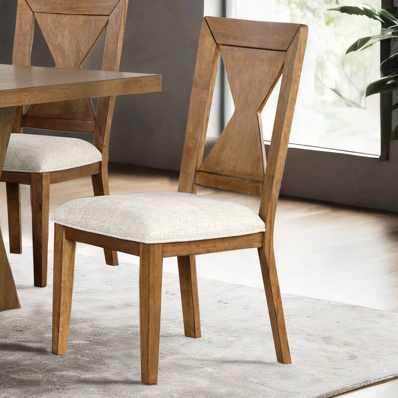 Furniture of America Synosin Farmhouse Rustic Oak Solid Wood Side Chairs (Set of 2)