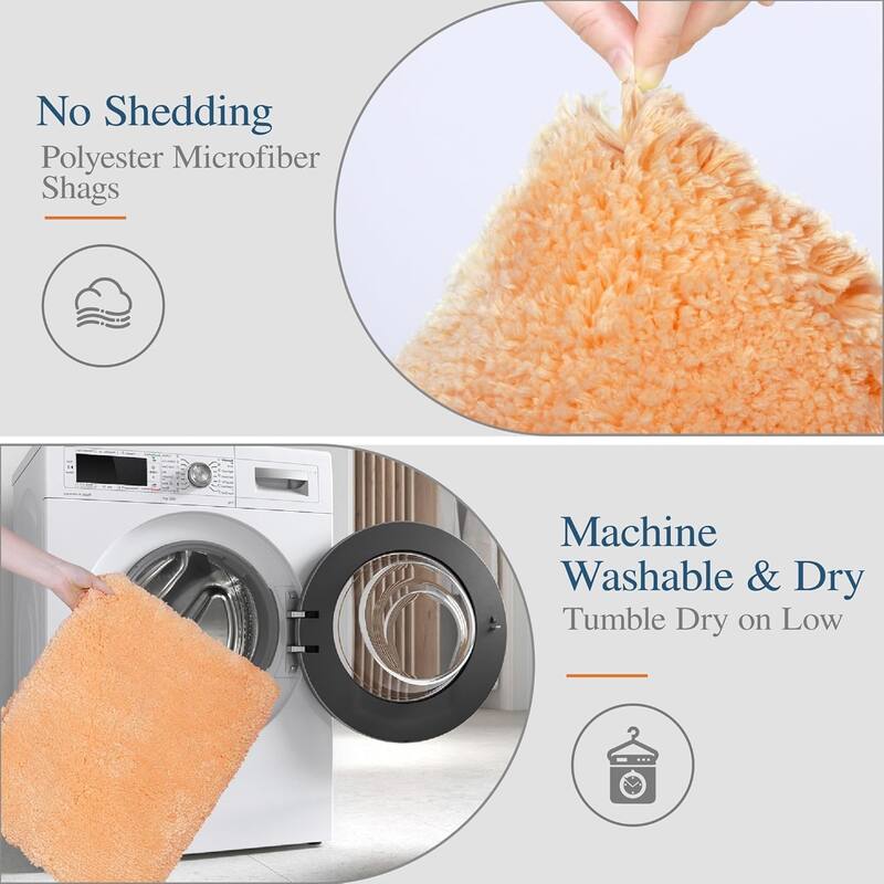 Bathroom Rug Non Slip Bath Mat for Bathroom, Water Absorbent Soft Microfiber Shaggy Bathroom Mat Machine Washable Bath Rug