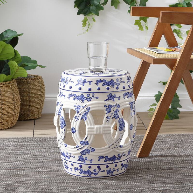 Lucky Coins 16" Chinese Ceramic Drum Garden Stool