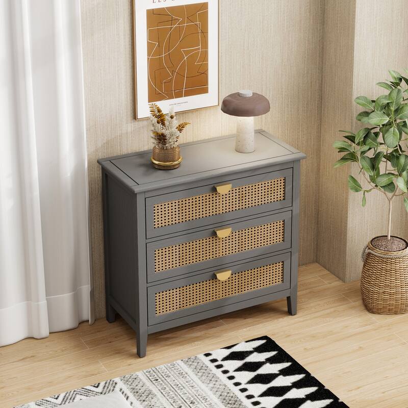 3 Drawer Cabinet,Natural rattan