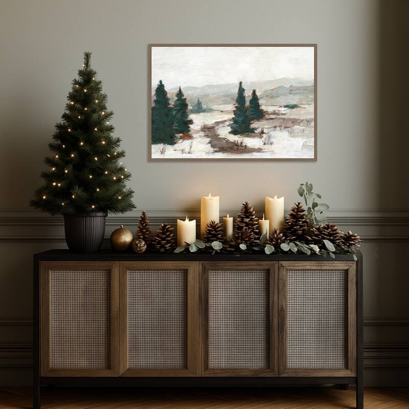 Melting Snow I by Ethan Harper Framed Canvas Wall Art Print - Sylvie Dark Gold