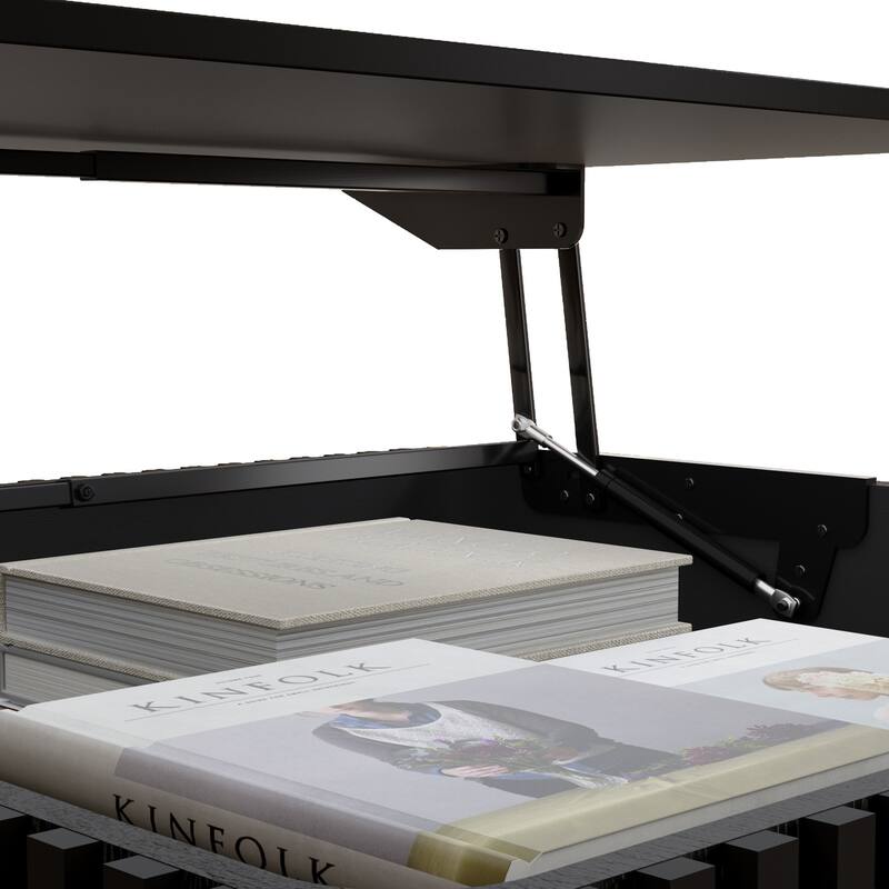 Rustic Style Lift-Top Coffee Table with Hidden & Open Storage