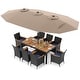 preview thumbnail 5 of 112, Costway 11 PCS Patio Wicker Dining Set with Double-Sided Outdoor - See Details Brown+Navy