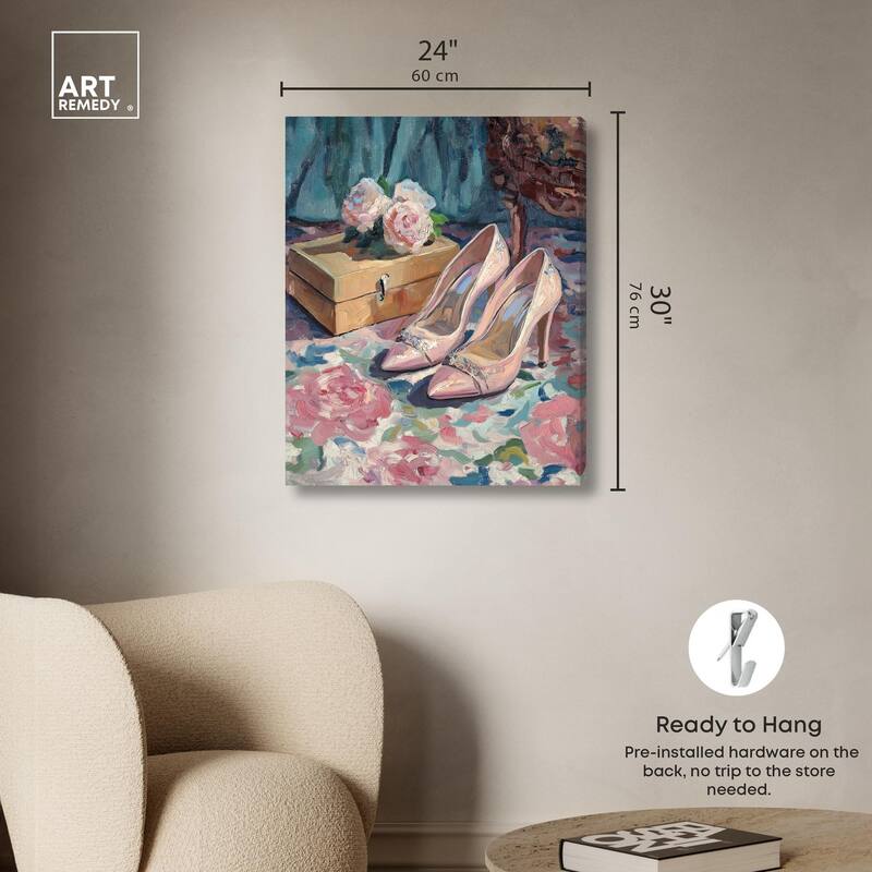 Shoes and the Roses Canvas by Art Remedy, Gallery Wrapped