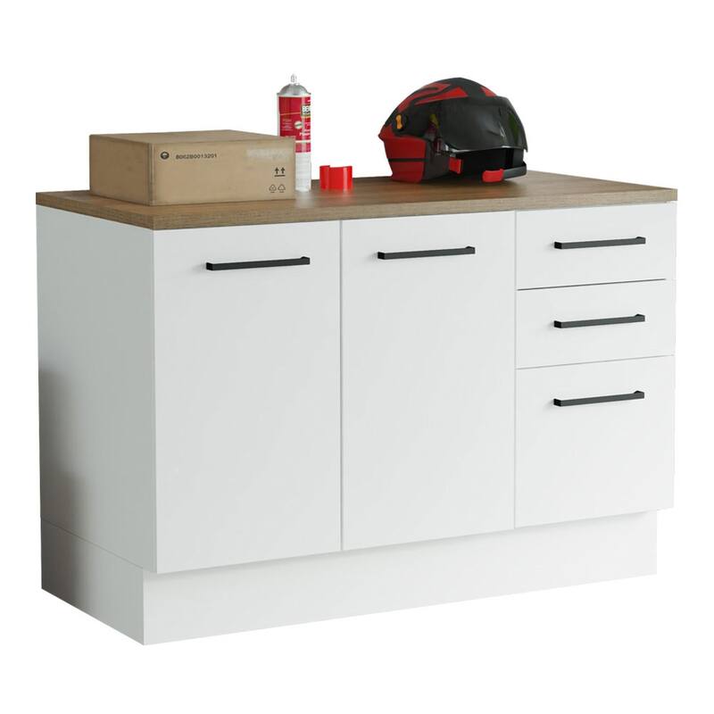 Madesa Heavy-Duty Garage Base Cabinet 47"x33", 2 Doors, 3 Drawers - White