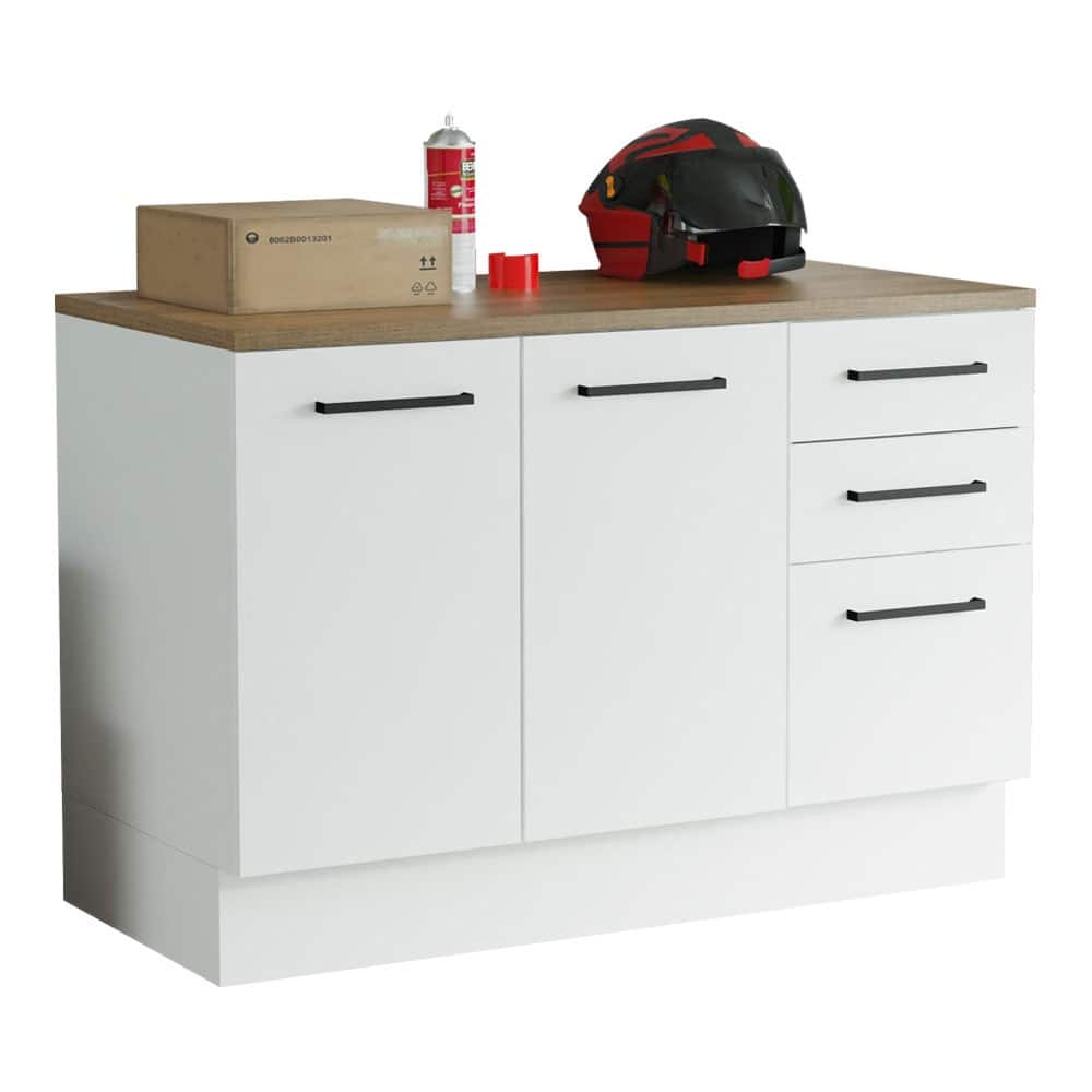 Madesa Heavy-Duty Garage Base Cabinet 47"x33", 2 Doors, 3 Drawers - White