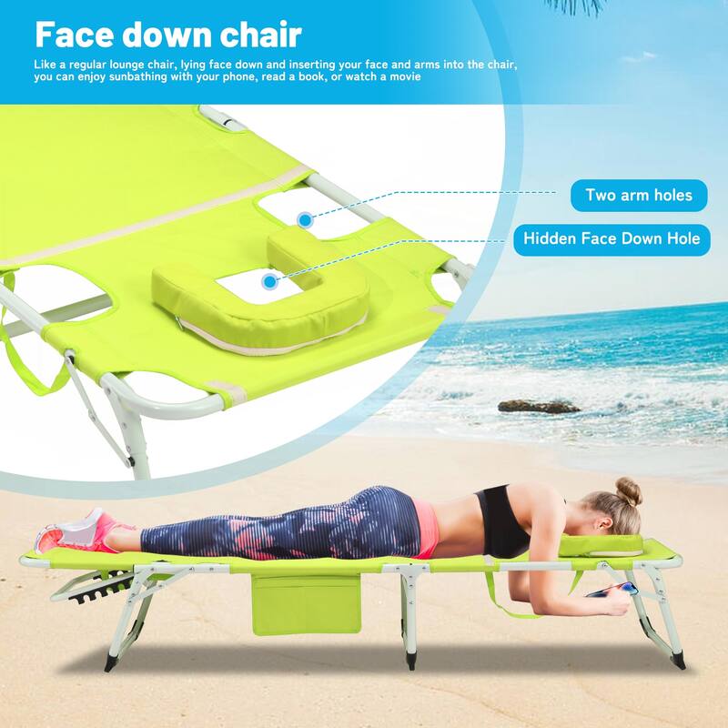 3-in-1 Heavy Duty Tanning Chair with Face Hole