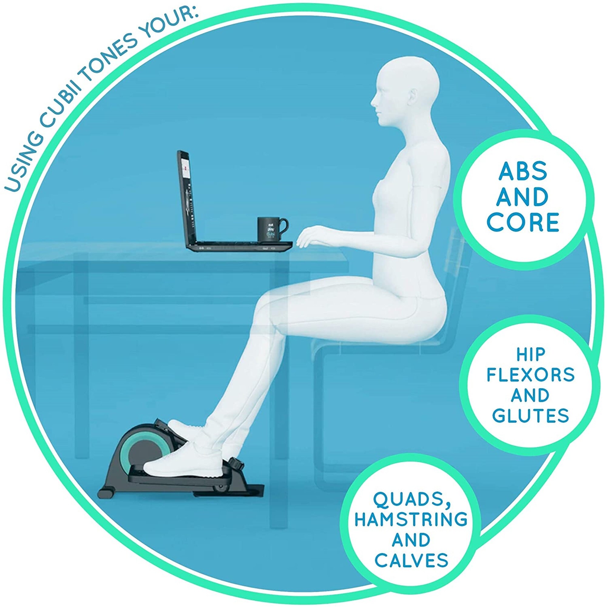 Under Desk Elliptical Get Fit While You Sit Bluetooth Enabled Sync with Fitbit and Apple HealthKit