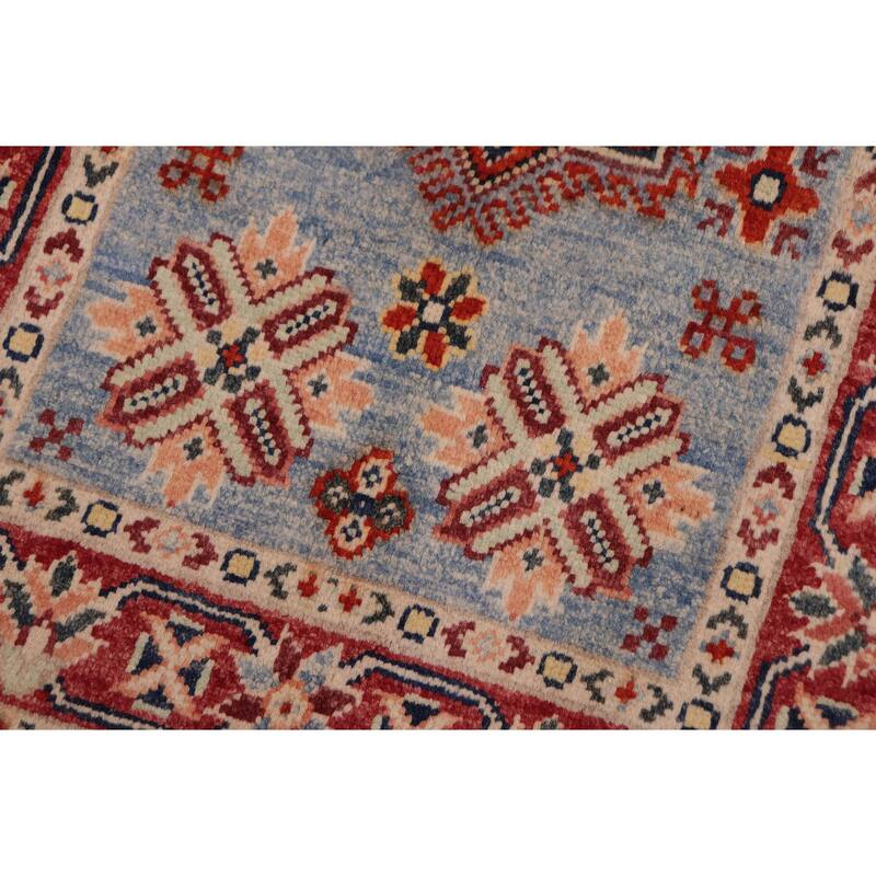 Southwestern Kazak Milo Light Blue/Red Wool Rug - 2'0'' x 3'0''