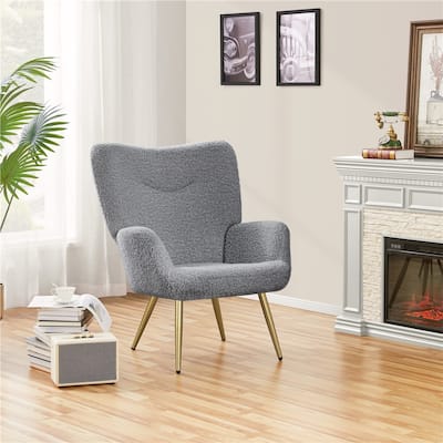 Yaheetech Modern Boucle Fabric Accent Chair Fabric Armchair