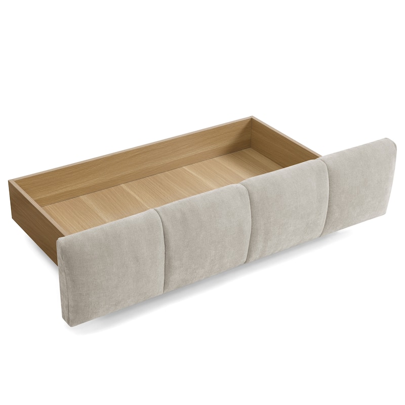 Queen Size Upholstered Bed with Storage Drawers, Soft Chenille Fabric Frame, Modern Platform Bed with Headboard
