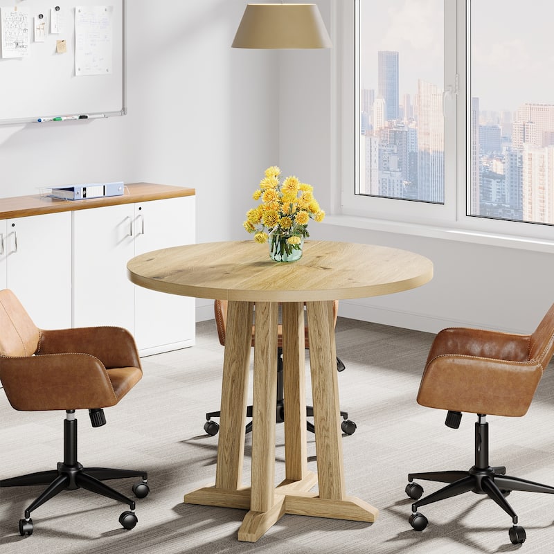 Small Conference Table 31.5" Round Office Meeting Table - N/A