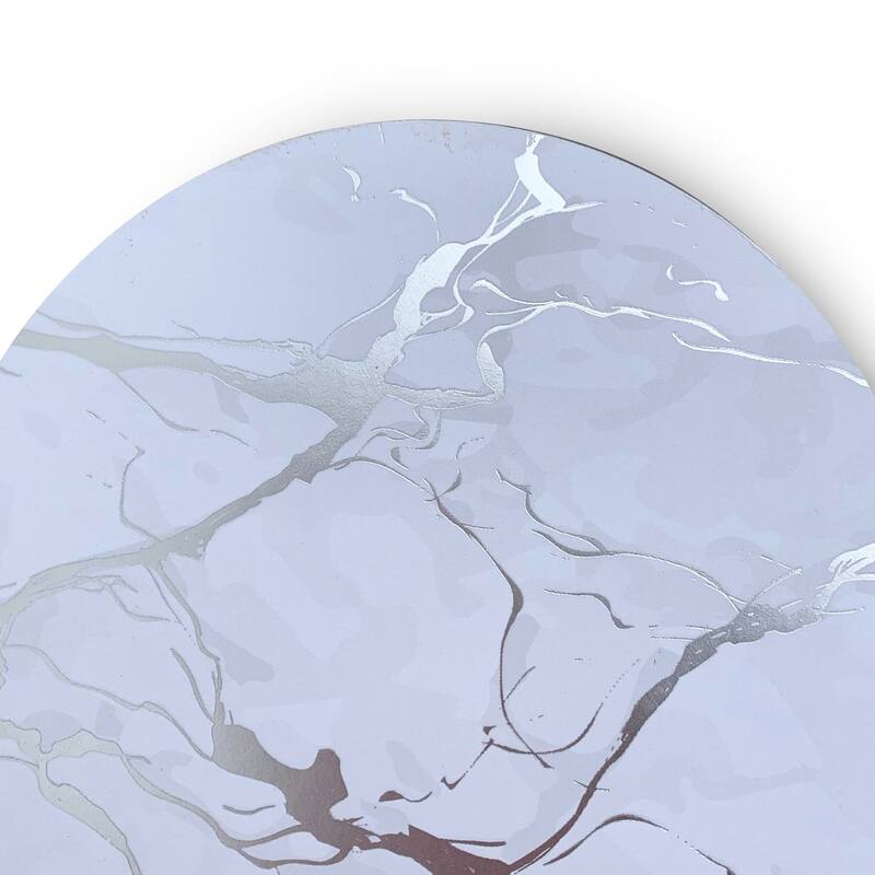 Dainty Home Marble Cork Coaster Set of 8 Round in Silver