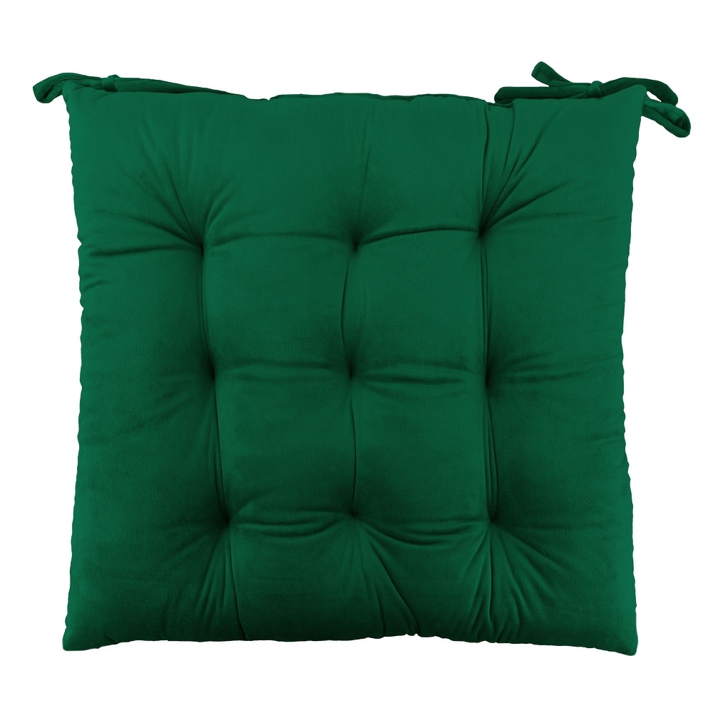 Handmade Velvet Chair Seat Pads Cushions with Ties - Tufted - 16''x16'' 3''Thick by Cozy Trends™