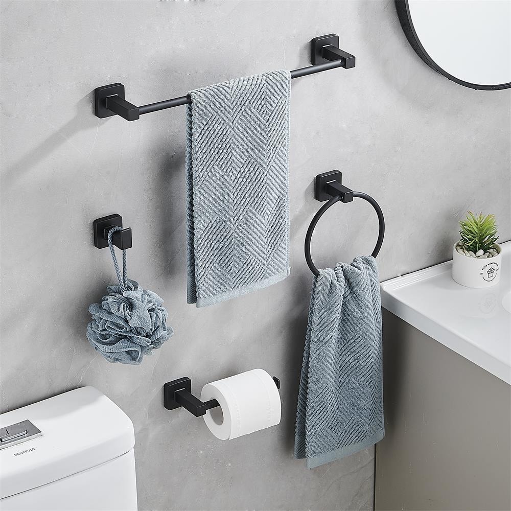 4-Piece Bath Hardware Set with Towel Bar,Towel Ring,Toilet Paper Holder and  Towel Hook