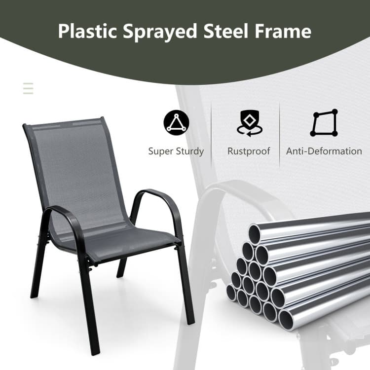 4 Pieces Stackable Patio Dining Chairs Set with Armrest - 29" x 21.5" x 35.5" (L x W x H)
