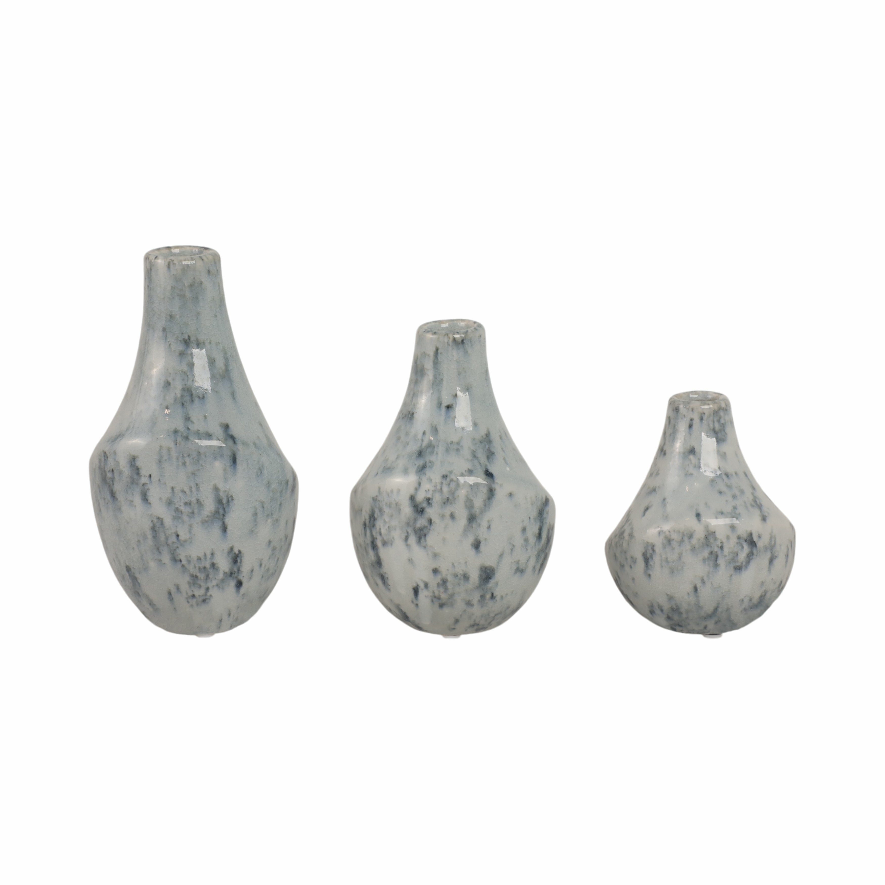 Decorative Vases Set of 3 - White Ceramic Textured, 5/7/9 in.