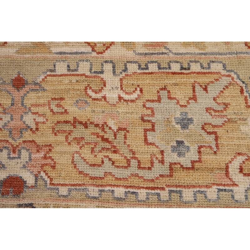 Vegetable Dye Oushak Turkish Large Rug Orange Hand-Knotted Wool Carpet - 10'8"x 13'6"
