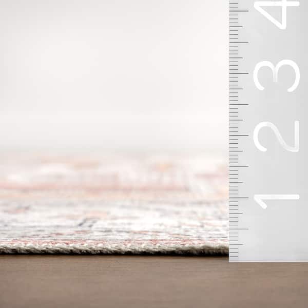 dimension image slide 1 of 2, Nuloom Noemie SplashGuard Vintage Medallion Machine Washable Area Rug