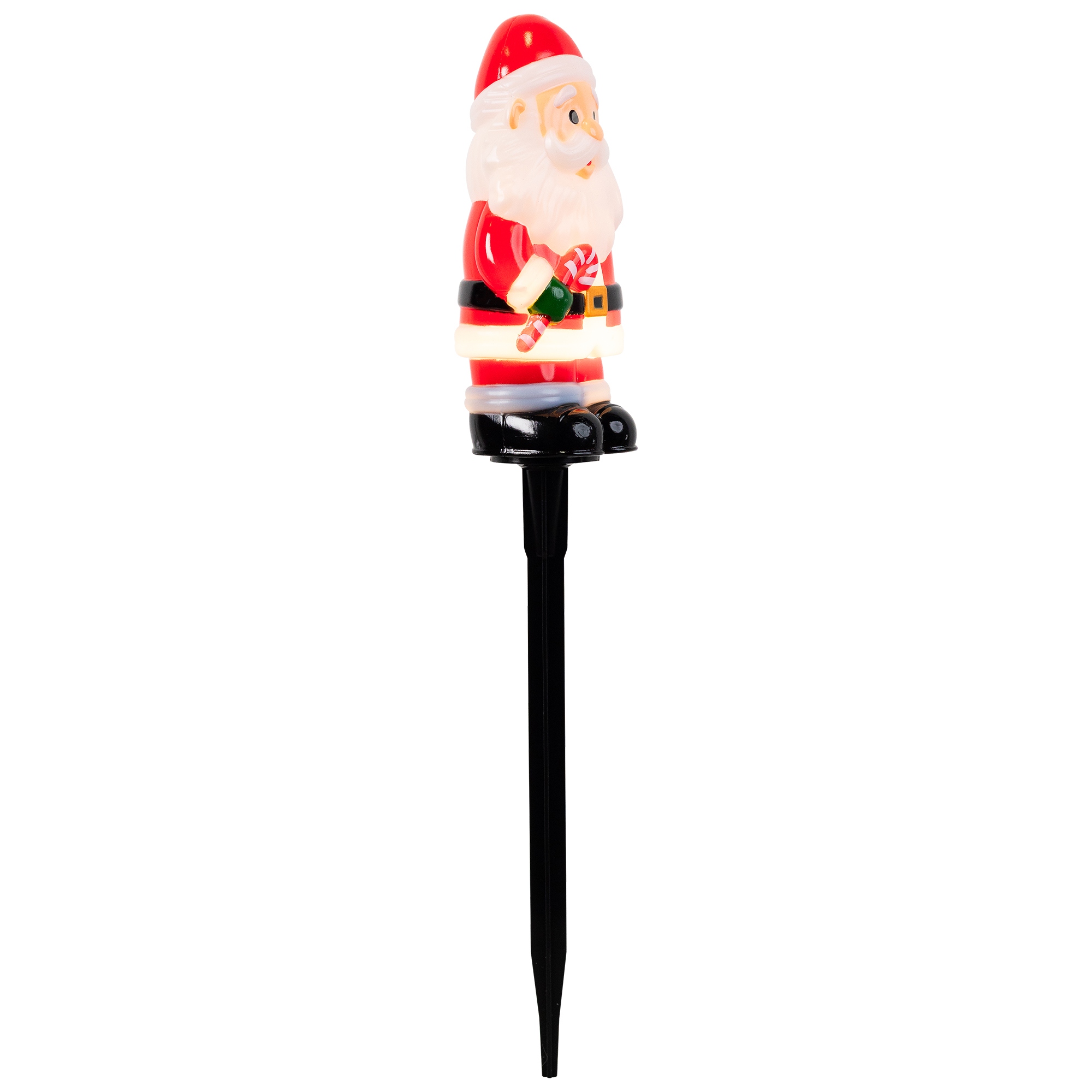 Santa with Candy Cane Outdoor Christmas Pathway Markers - 16.75" - Set of 3 - Red