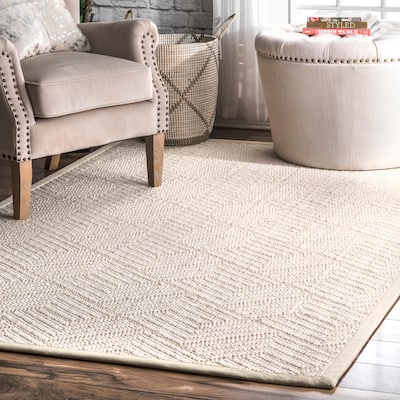 nuLOOM Natural Textured Suzanne Cream Wool and Sisal Area Rug