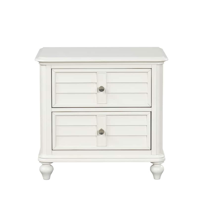 Furniture of America Skye Coastal Antique White Solid Wood 2-Drawer Nightstand