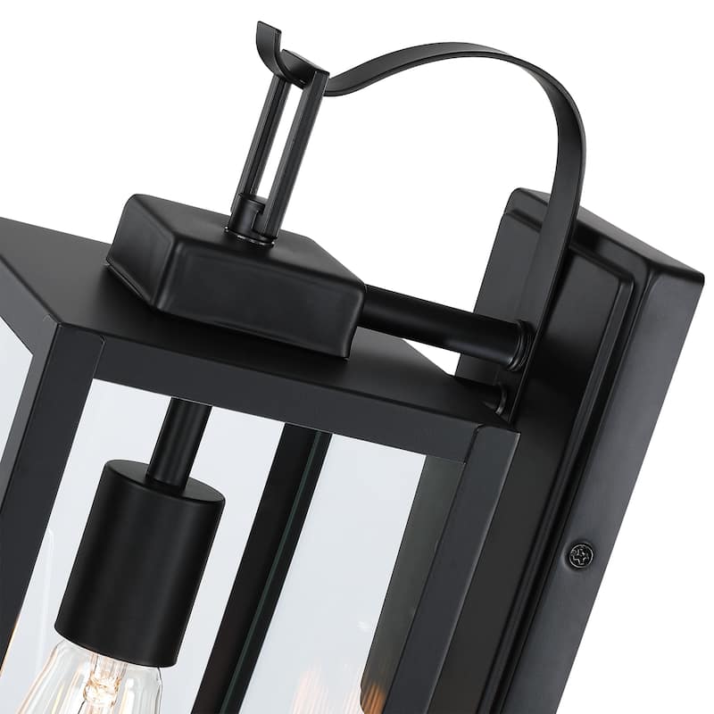2-pack 17.7 in. 1-Light Matte Black Outdoor Wall Lantern Sconce with Clear Glass（Dusk to Dawn could be chosen）