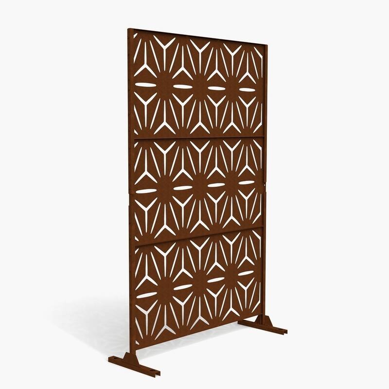 Free Standing Star Black Decorative Outdoor Privacy Screen, 47" L x 76" H