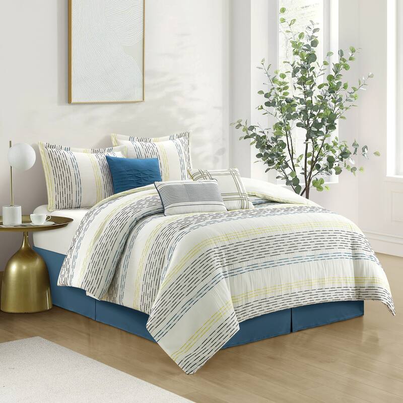 Nanshing Kallia 7 Piece Modern Striped Comforter Set