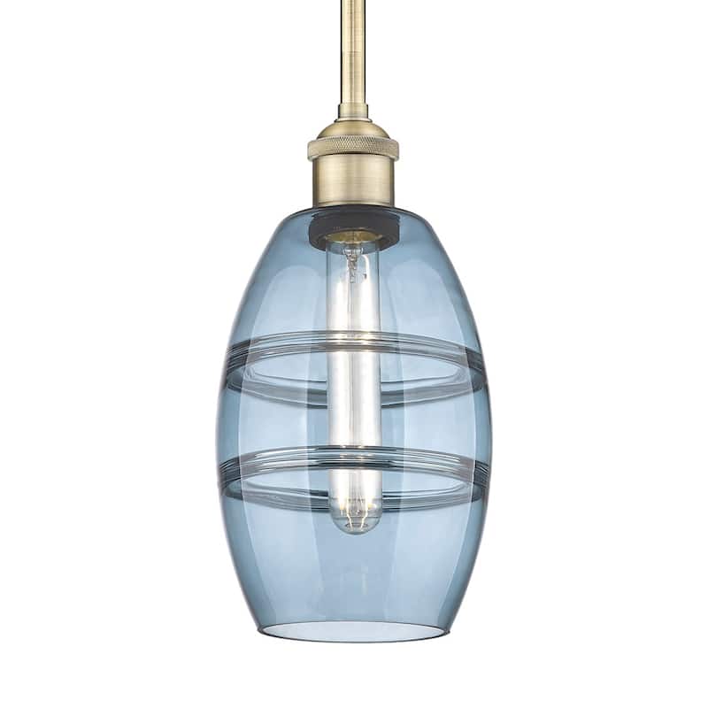 Innovations Lighting 616-1S 8 6 Vaz Pendant Vaz 6" Wide Mini Pendant - Antique Brass / Princess Blue