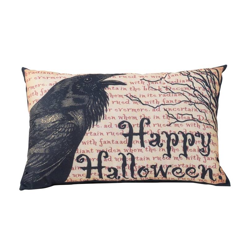 20x13" Crow Happy Halloween Pillow - Multi
