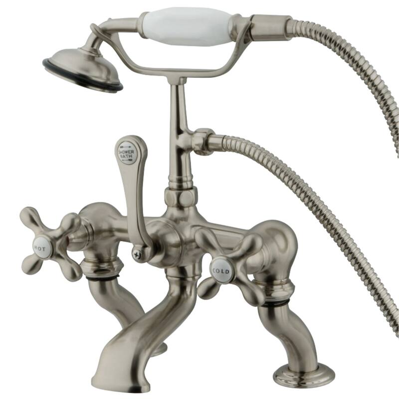 Vintage 7 in. Deck Mount Tub Faucet with Hand Shower - Brushed Nickel