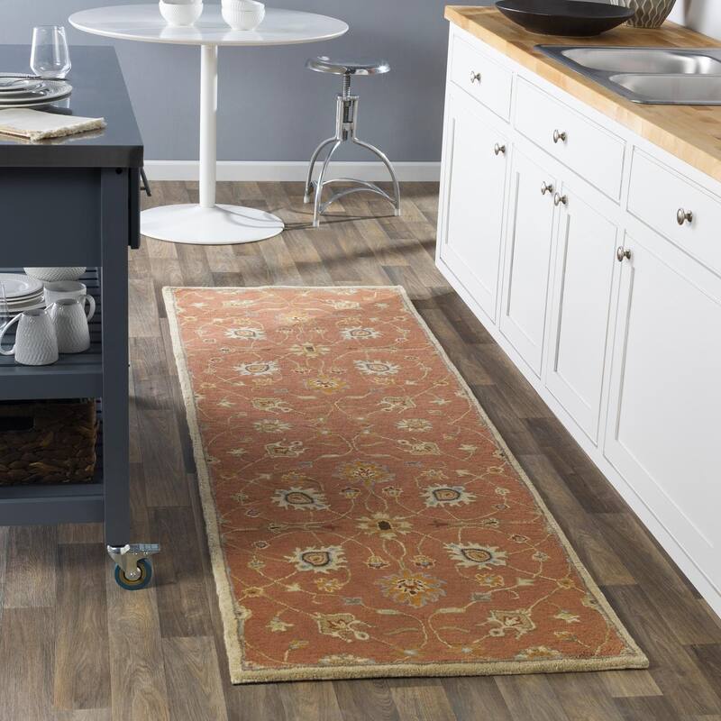 Livabliss Traditional Caesar Floral & Botanical Area Rug - 3' x 12' - Rust