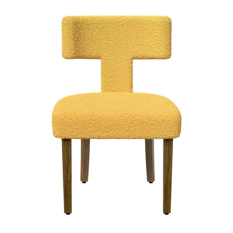 Dining Chairs Boucle Fabric Lamb Upholstered T-Shape (Set of 2)