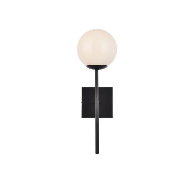 Nina 1 Light White Glass Wall Sconce - Black
