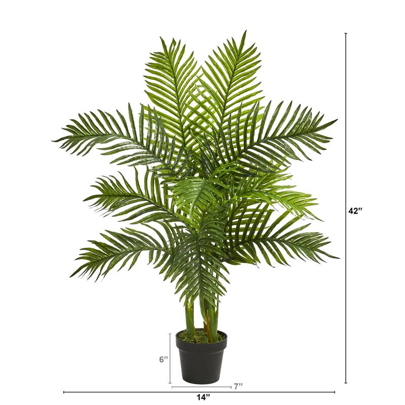 Artificial Palm Tree 3.5Ft - Tropical Indoor Decor, Realistic Green Leaves, Home Office Accent, 35 Inch Tall Tree