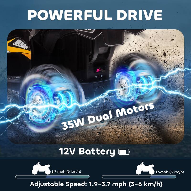 Aosom 12V Kids ATV Quad Car with Forward & Backward Function, Four Wheeler for Kids with Wear-Resistant Wheels, Music