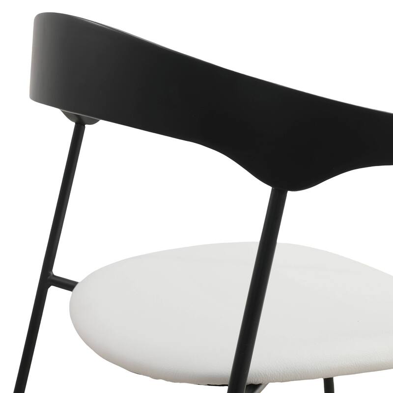 Dining Chair in Leather with Beech Back and Iron Legs Set of 2