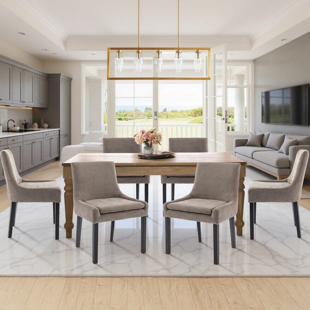 RENEWLINE Mid-Century Modern Corduroy Upholstered Dining Chairs with Solid Wood Legs