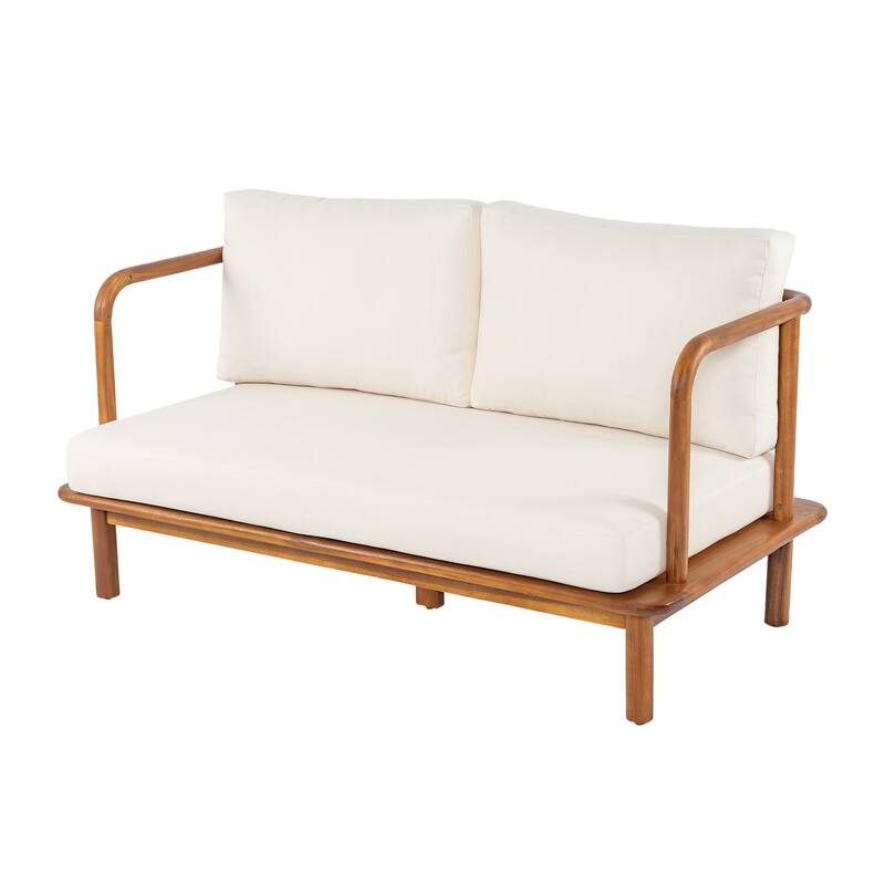 Christopher Knight Home - Canape Modern Outdoor Acacia Wood Loveseat with Water-Resistant Cushions