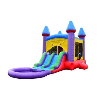HeroKiddo Jelly Bean Castle Commercial Grade Bounce House & Water Slide Combo with Detachable Pool & Air Blower, Outdoor Fun
