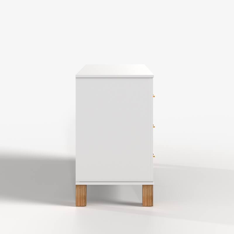 Roomfitters 6-Drawer Double Dresser, Modern Bedroom Storage Cabinet with Solid Wood Legs & Metal Handles