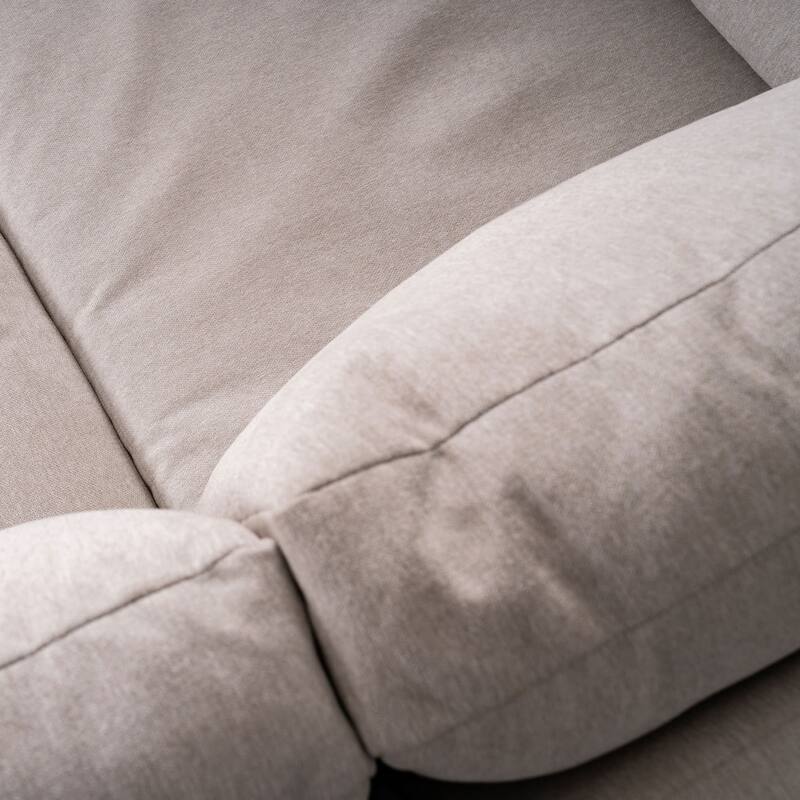 Flex Taupe Fabric 6-Seat Sectional with Narrow Arm and Storage Ottoman - 132" x 35" x 102"