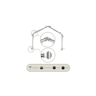 Bay Window Curtain Rod Set - Adjustable Telescoping Design, Satin Nickel Hardware - M