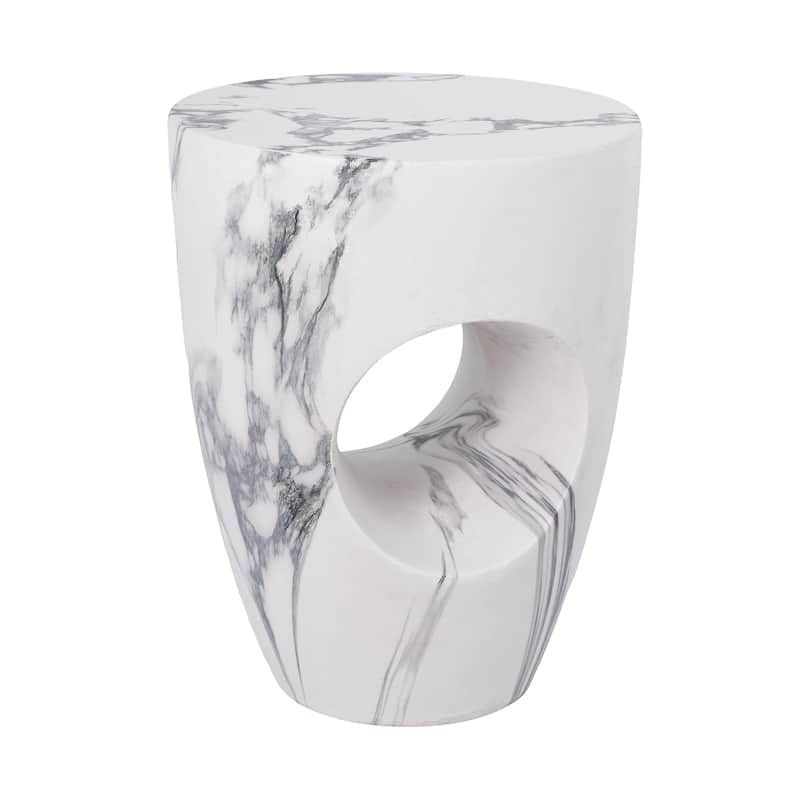 Christopher Knight Home - Modern Indoor/Outdoor 19.29"H MgO Accent Side End Table with Sculptural Cutout & Marble Finish