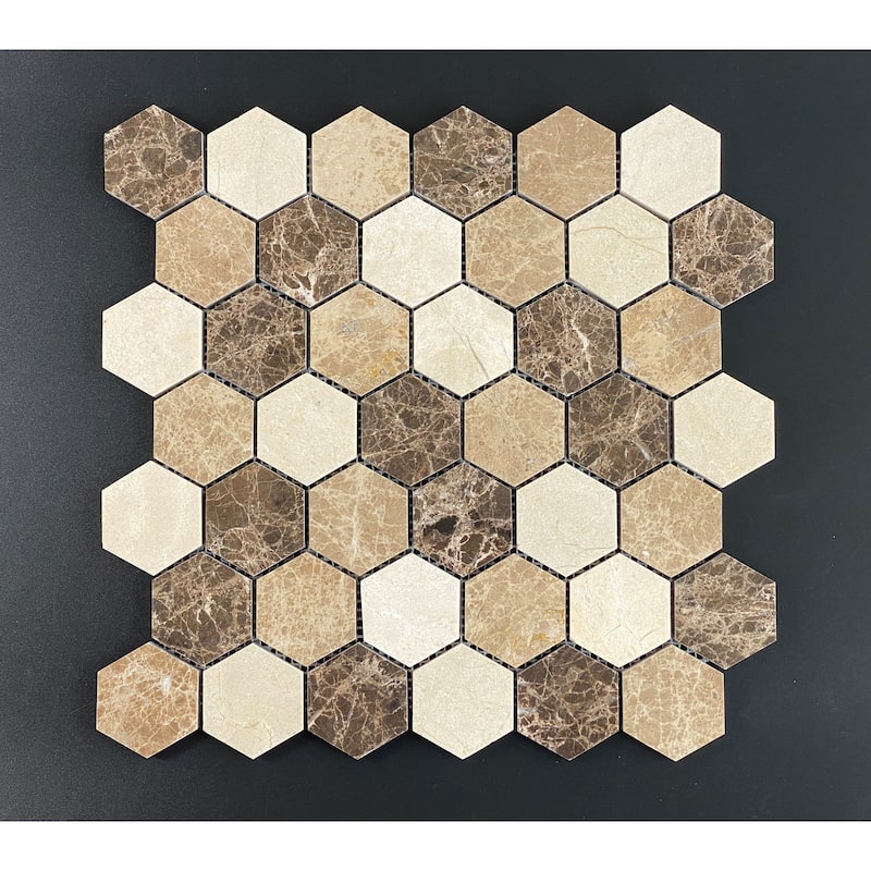 2" Hexagon Marble Mosaic Tiles - Case (10 Sheets)